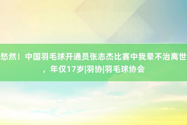 愁然！中国羽毛球开通员张志杰比赛中我晕不治离世，年仅17岁|羽协|羽毛球协会